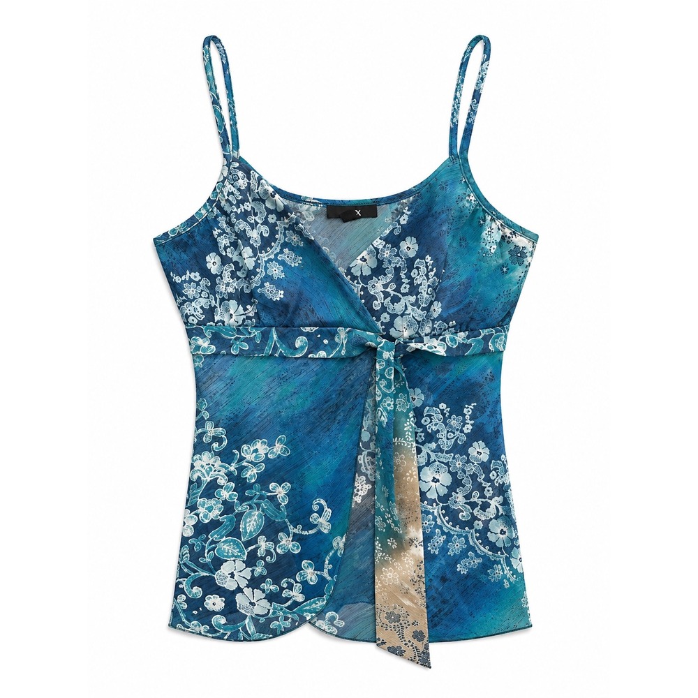 Y2K Vintage 90s BCX Babydoll Ethereal Mermaid Gauzy Top Teal M fits XS / S